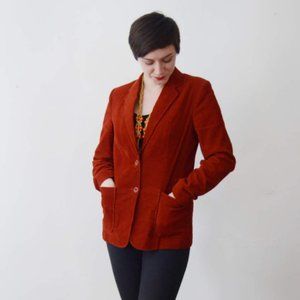1970s/1980s Rust Orange Corduroy Blazer - S/M